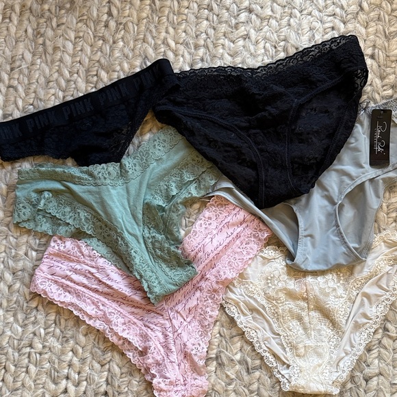 Victoria's Secret Other - Victoria's Secret Lace Trim Panty Set - Black, Green, Pink, Cream, Gray